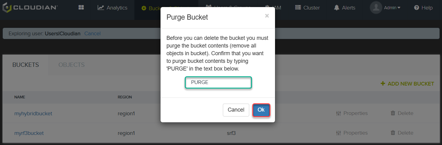 8. Delete Bucket - Cloudian Training Lab Guide